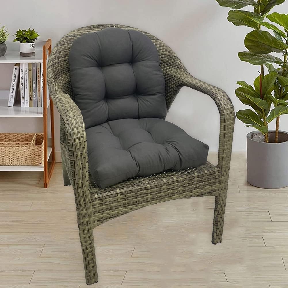 Kaki U-vormig kussen sofa rotan stoelkussen, 2 stuks massief kussen voor luxe en comfortabel buiten zitten (zwart