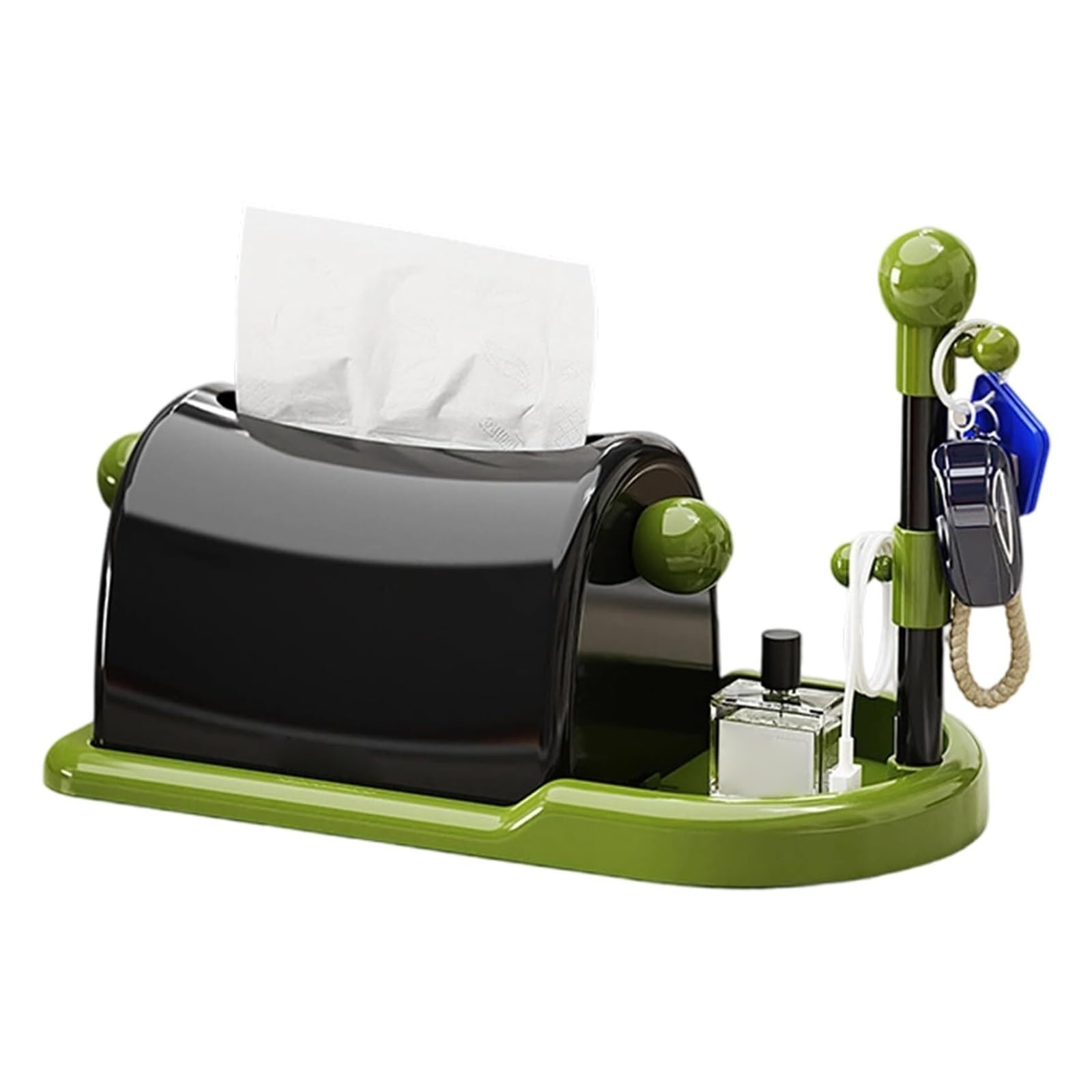 Tissue Dispenser Box Tissue Box Owner With Storage Tray Modern Plan Multipurpose Household Apartment Must Haves(Black)