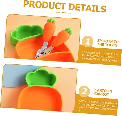 Miniatura 7 de Hohopeti 1 juego de zanahoria cuchara de comida para mascotas Pascua como popote de succión plato de cerámica y cubiertos de agua con utensilios de