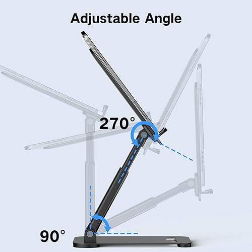 Miniatura 4 de Soporte para tablet para iPad, soporte ajustable para tablet para escritorio, soporte plegable para monitor portátil compatible con tabletas de 4 a