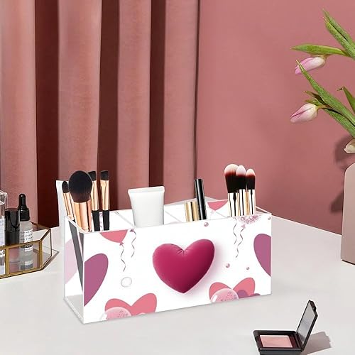 Miniatura 5 de Ainavmxzs Dreamy Hearts Acrylic Lip Stick Holder Organizer With 4 Compartments Pencil Organizer Pen Storage Brush Accessories Cosmetic Storage Box