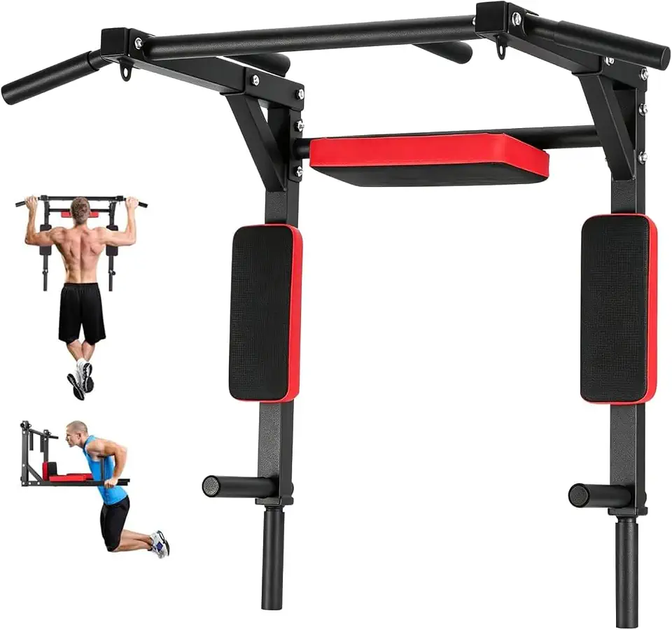 Barra Fixa de Parede com Almofadas Confortáveis, Suporta Até 200kg, Musculação em Casa, para Paredes e Pisos, Instalação Fácil e Resistente