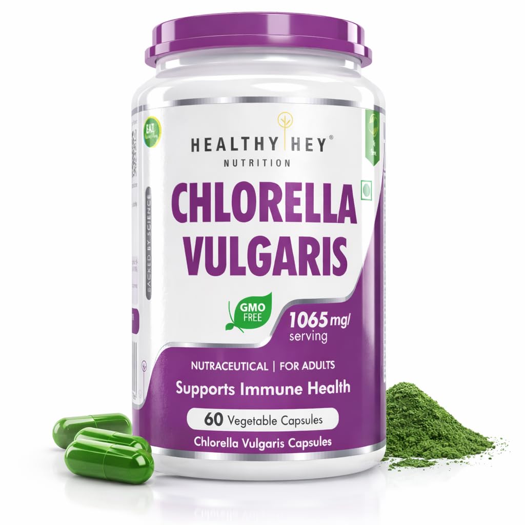 HealthyHey Nutrition Chlorella Vulgaris - 1065mg per serving - 60 Vegetable Capsules