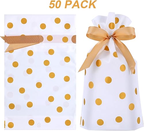 Miniatura 2 de Frienda Paquete de 50 bolsas de golosinas con bolsas de dulces con cordón, bolsa de plástico con cordón para galletas, para Navidad, boda, fiesta,