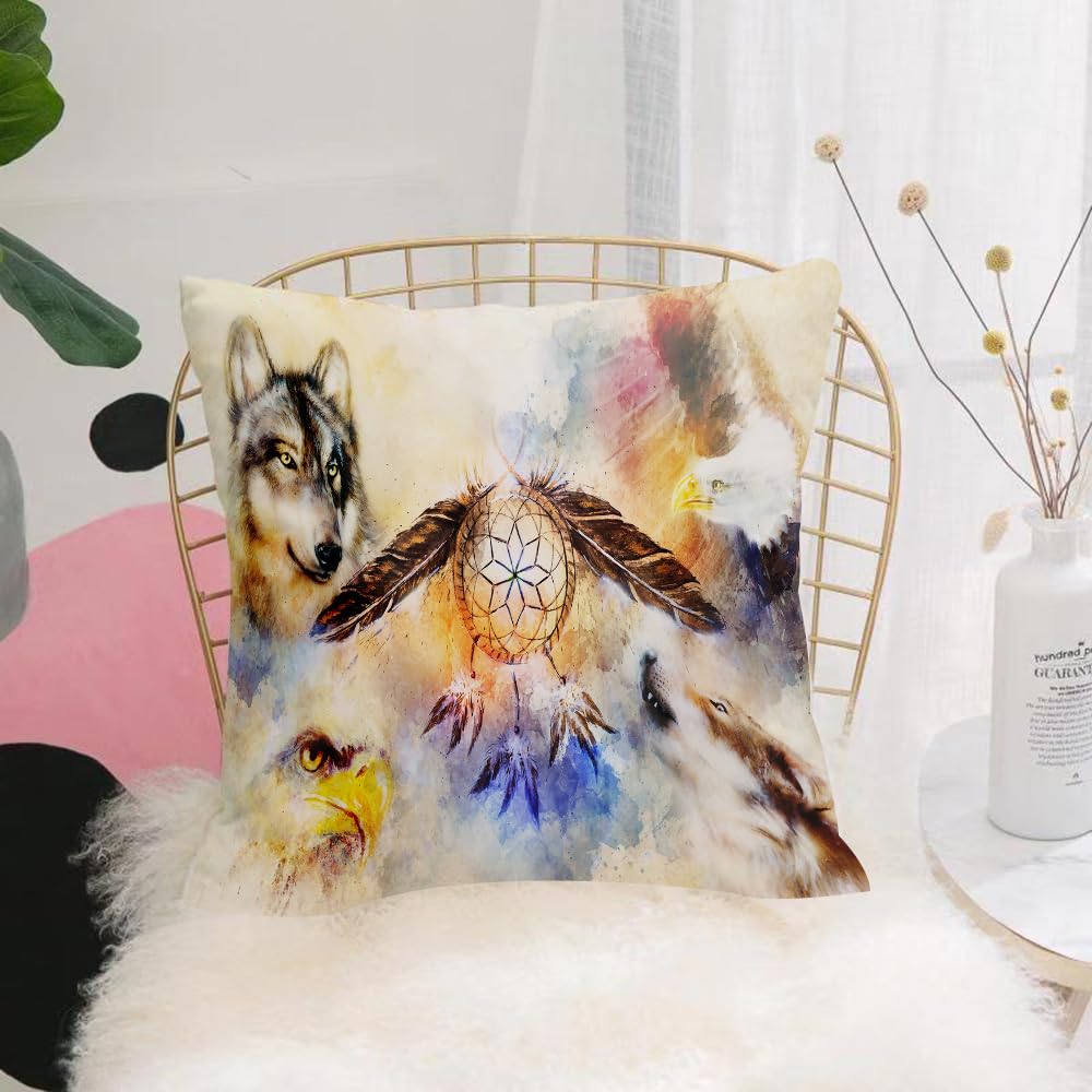 HYMSXW Cushion Cover,Throw Pillow Case Home Decorative for Living Room Bedroom Sofa Chair 20X20 Inch,dream catcher feathers and ornaments indian spiri.,Pillowcase 50X50cm
