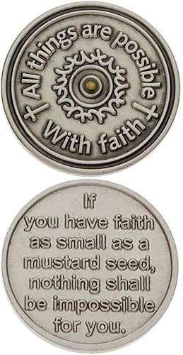 Sterling Gifts Faith - Monedas de semillas de mostaza y tarjetas de fe (juego de 3 monedas)