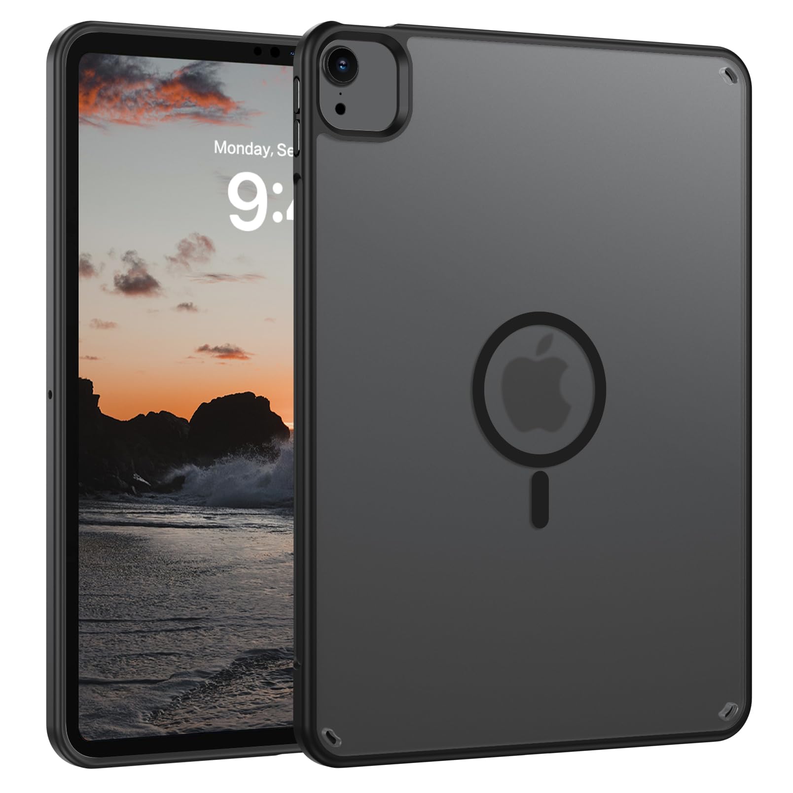 GUAGUA Case for iPad Air 11 Inch (M3 2025/M2 2024), iPad Air 5th/4th Generation 10.9 Inch (2022/2020), iPad Pro 11 (2022/2021/2020) Matte Magnetic Translucent Shockproof Thin Slim Case, Black