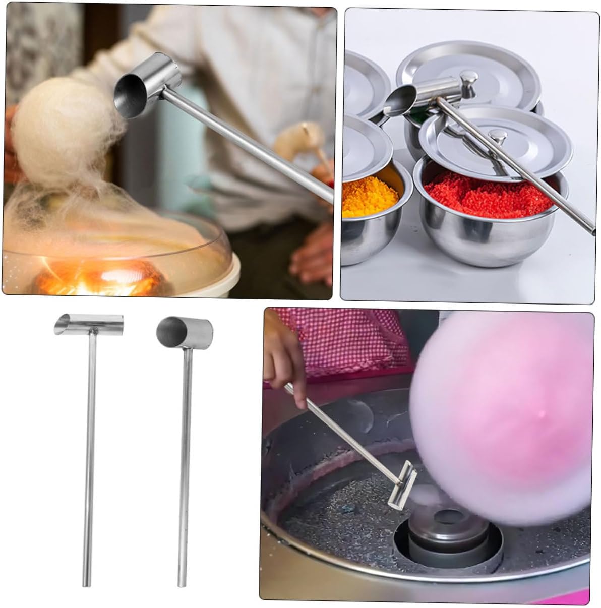 SHOWERORO 2pcs Marshmallow Sugar Spoon Ergonomic Design for Making for Candy Machines Reusable Food Scoop for Sugar and Flour