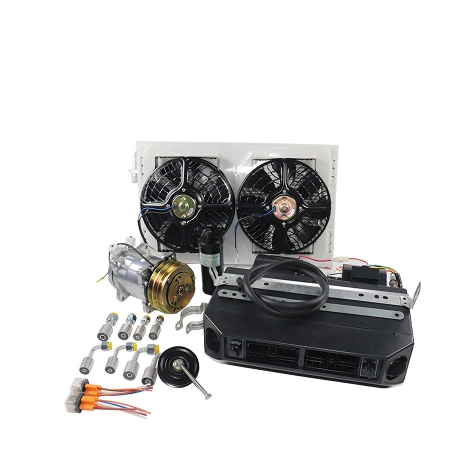 CVFRDD RV Air Conditioner, Universal Automotive 12V 24V A/C Air Conditioning Kit For Truck Minibus Van Tractor Digger RV Excavator AC Conditioner(24V single cool)