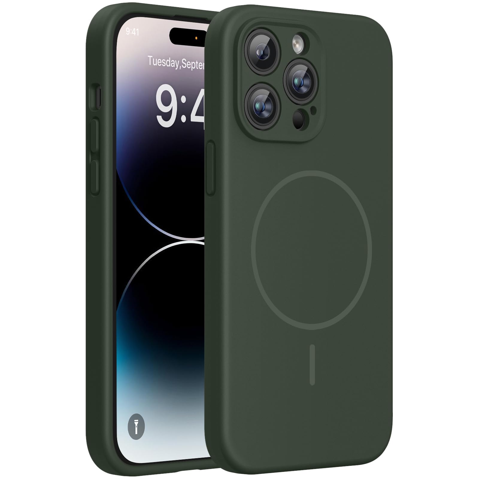 Miracase Magnetic for iPhone 14 Pro Max Case, Silicone, Dark Green