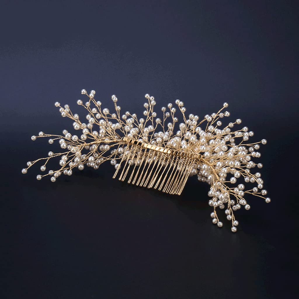 Elegantes Peinetas Para El Pelo Peineta para el pelo con perlas para novias, peines laterales con cuentas para boda, Clips para novia, peines para mujer, accesorios para fiesta de boda y graduación Pe