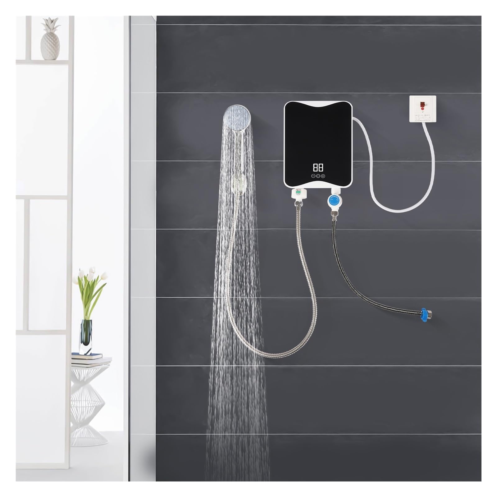 Podgrzewacz Ciepłej Wody 5500W Natychmiastowy Termostat Bezzbiornikowy Nagrzewnica Indukcyjna Z Wyświetlaczem LED Smart Touch Grzejniki Elektryczne Prysznic Kompaktowy i trwały
