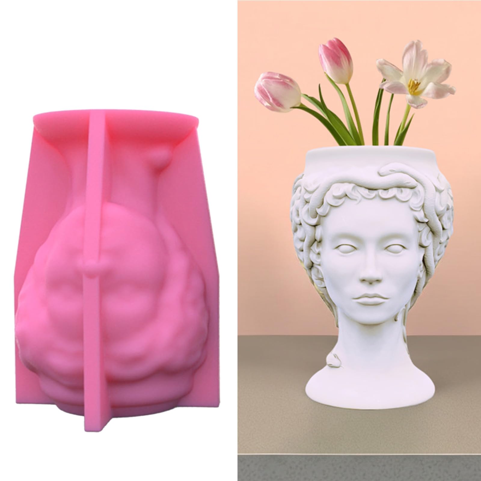 3D Lady Head Vaso da fiori in gesso Stampo in silicone resina epossidica Vaso succulento Portacandele in cemento Stampo portacandele per calcestruzzo resina cementizia