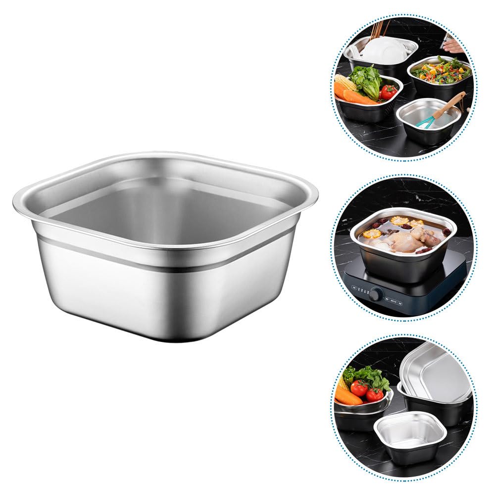 IMIKEYA Bassin Inoxydable Carré Bassine Métallique Pratique Pour Laver Fruits Et Légumes Accessoire De Cuisine Multifonctionnel Capacité Et Empilable