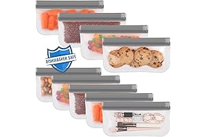 Lerine Reusable Snack Bags Dishwasher Safe, 9 Pack Reusable Snack Bags Keep Food Fresh