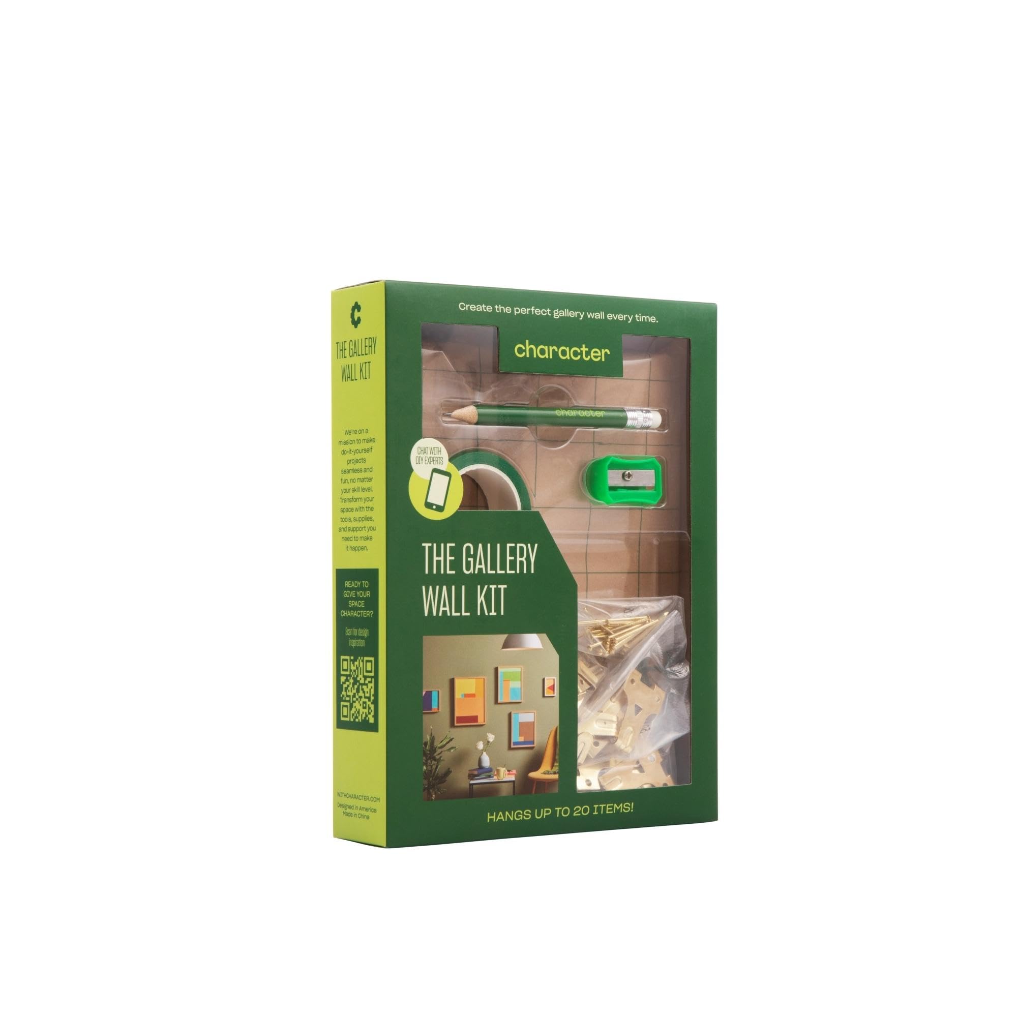 Character Picture Hanging Kit, with 8 ft x 5 ft Hanging Template, Hardware, and Instructions, for an Easy to Install Customizable Gallery Wall or Picture Frame Collage