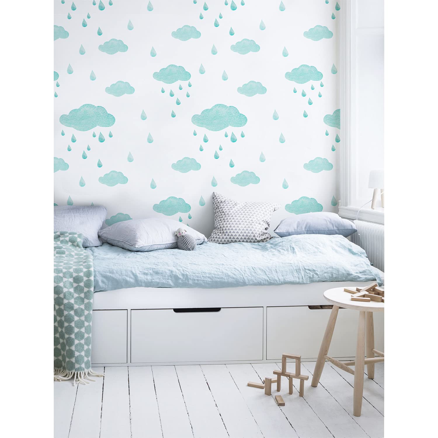 Adhesivo decorativo pared sin burbujas fotomurale nubes pastel impermeable