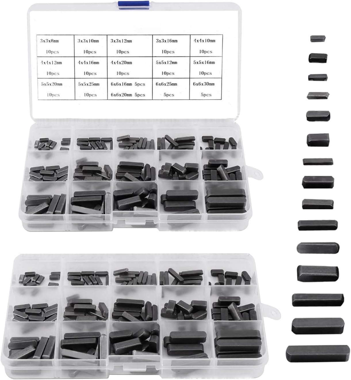 280 Pcs Key Stock Assortment, Stainless Steel Round Ended Feather Key ...