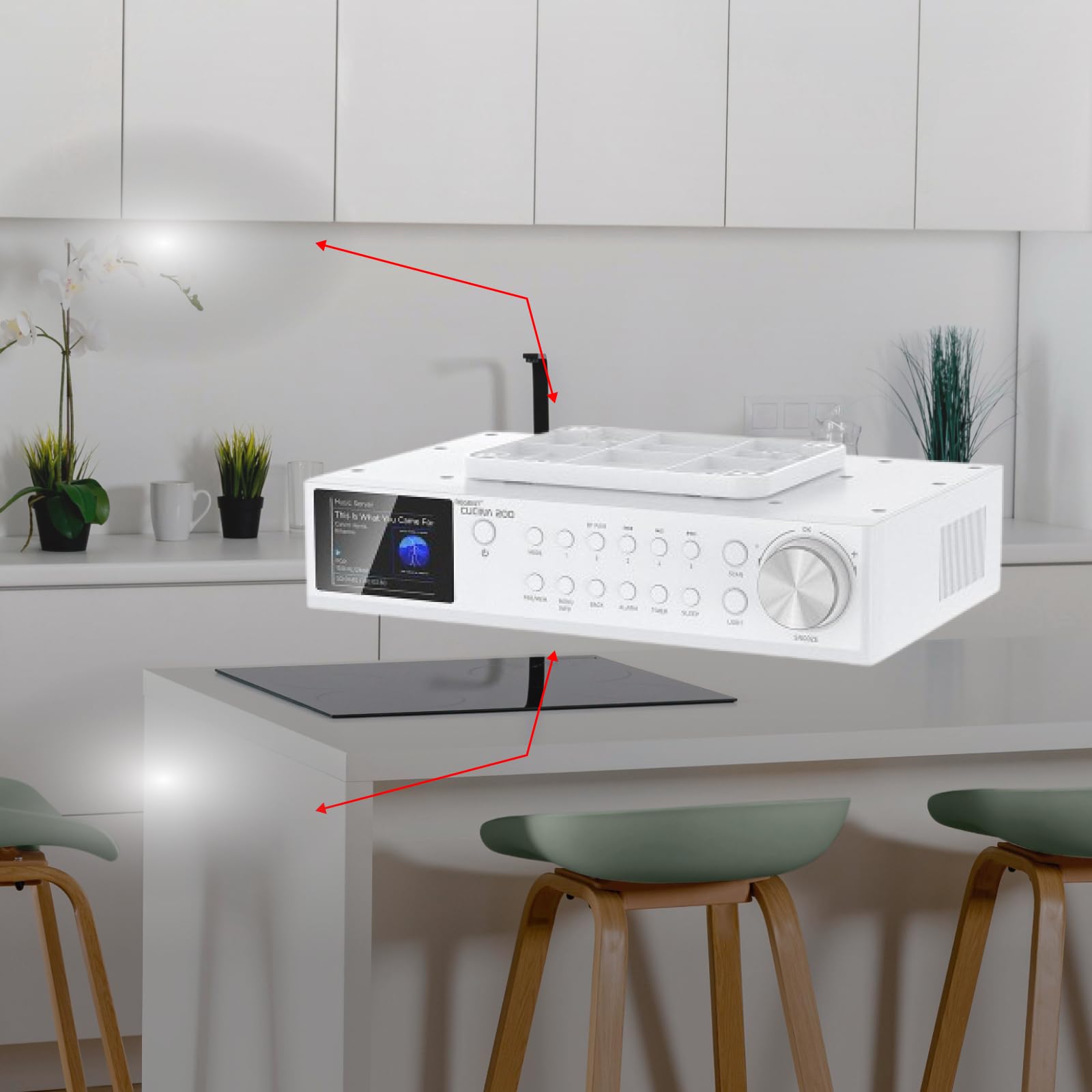 Regent Cucina 200 Radio da Cucina Sottopensile DAB Bluetooth FM/DAB+ LED Display a Colori Timer 2 Allarmi