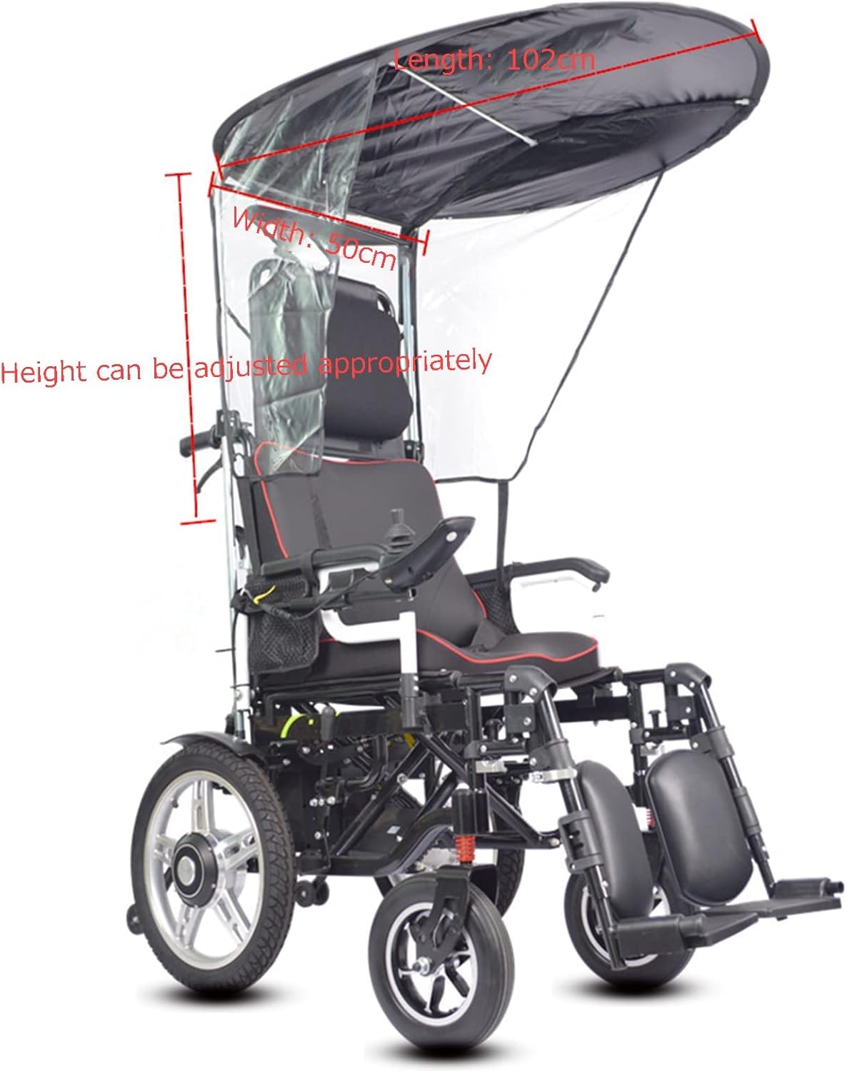 Toldo eléctrico para silla de ruedas – Parasol universal para protección contra rayos UV, soporte de abrazadera para silla de paraguas para la mayoría de sillas de ruedas