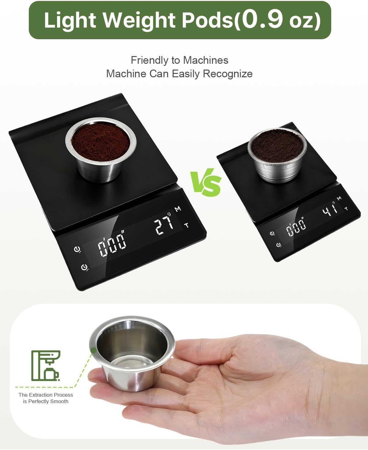 Grasseed Reusable Pods for Nespresso Vertuo Machine, Stainless Steel Refillable Coffee Capsule Set with 100 Foil Lids, 1 Brush Coffee Accessories for Nespresso