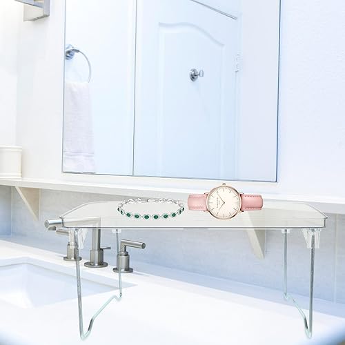 Miniatura 7 de BESTonZON Escritorio transparente para computadora portátil para cama, bandeja de cama de acrílico, mesa de escritorio, bandeja de desayuno