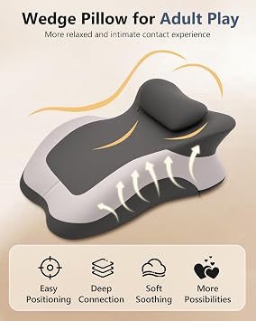 Memory Foam Ergonomic Wedge Pillow, Squat Pillow, Prone Pillow for Sleeping, Reading Pillow for Bed, Ideal for Massage, with Removable Cover, Back Support, Multi-Functional Memory Foam (Grey)
