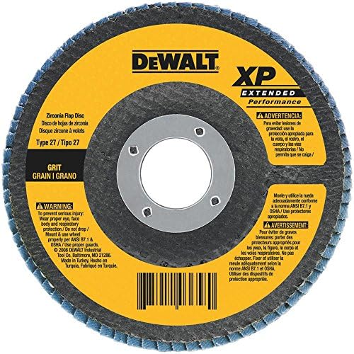 DEWALT DW8311 4-1/2-Inch by 5/8-Inch-11 36 Grit Zirconia Angle Grinder Flap Disc