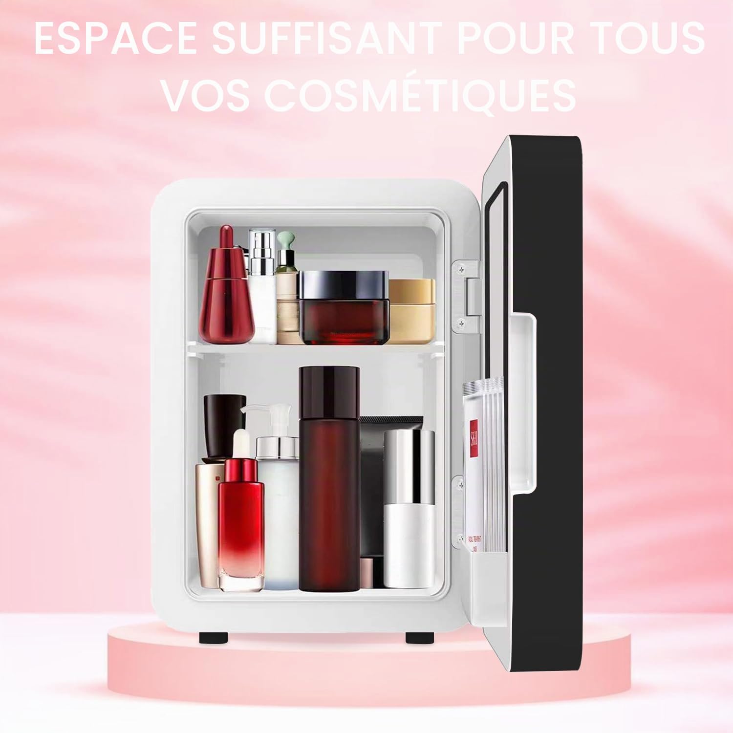Olvy Mini Réfrigérateur Cosmétique 4 Litres, Portable avec Miroir LED, Noir