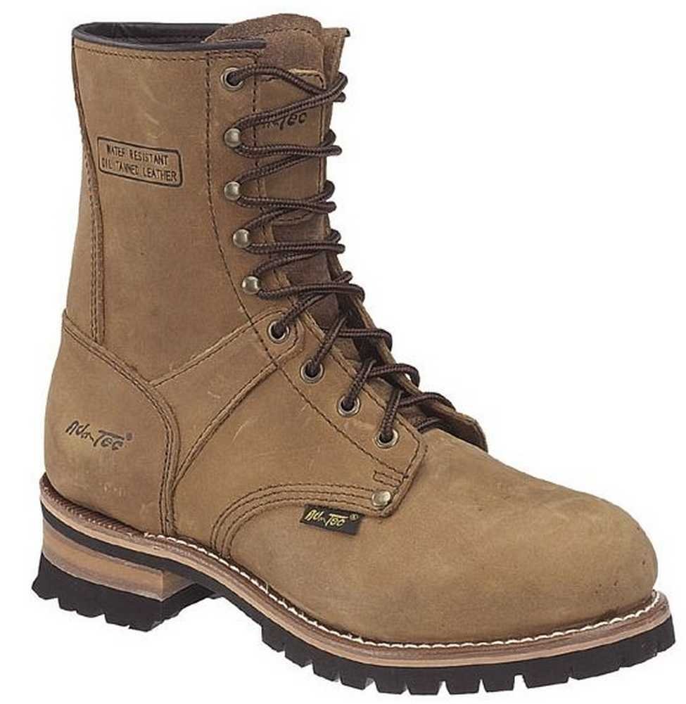 Ad Tec Women's 9" Logger Crazy Horse Brown Leather Boots 2427 (6.5)