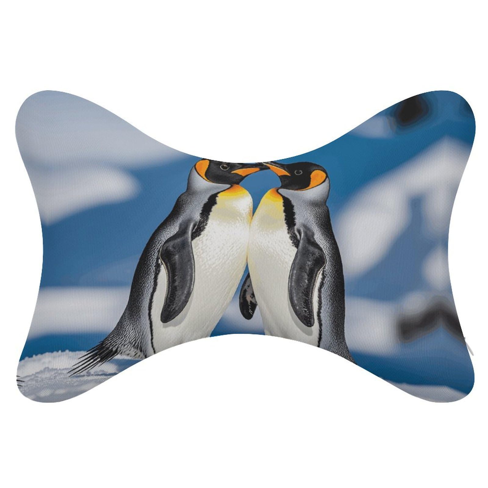 Oreiller de voiture avec motif pingouins et sangle ajustable pour avion