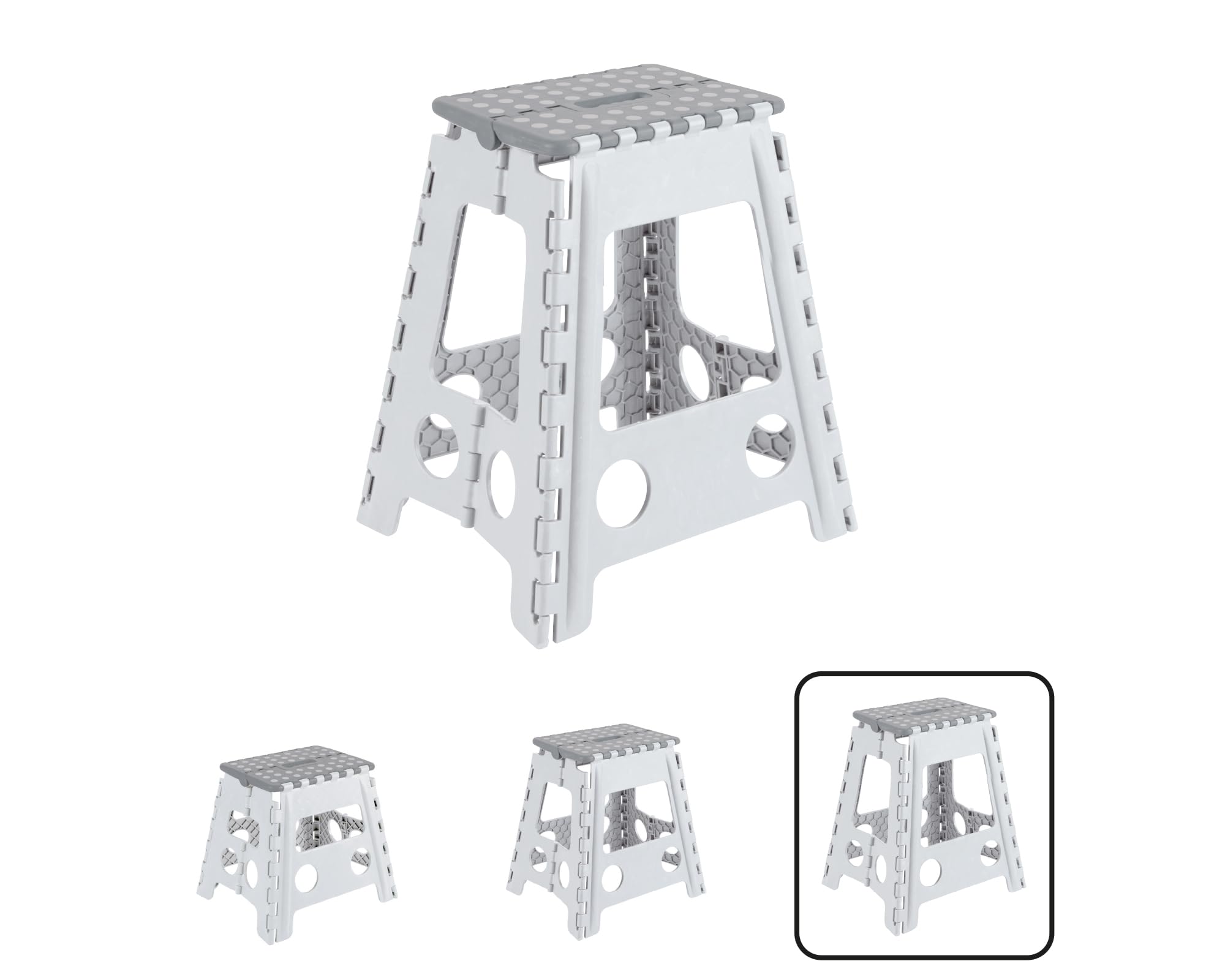 ARREGUI TB-045-GB Taburete Plegable para Cocina o Baño| Escalera Plegable Pequeña | Asiento Plegable | Banqueta Baño | Escalón Plegable para Adultos y Niños (hasta 150Kg) | 45 cm de Altura | Blanco