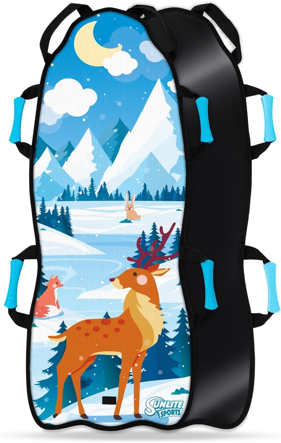 Sunlite Sports Captain Ice Racer Foldable Snow Sled, Ultra Portable, Strong and Durable, Sturdy Fabric Stitching, Handles with Steering, Kid's Toddler Toboggan Winter Fun