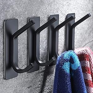 ZUNTO Black Adhesive Hook – Self Adhesive Hook/Coat Sticky Hooks for Kitchen Bathrooms (4 Packs)