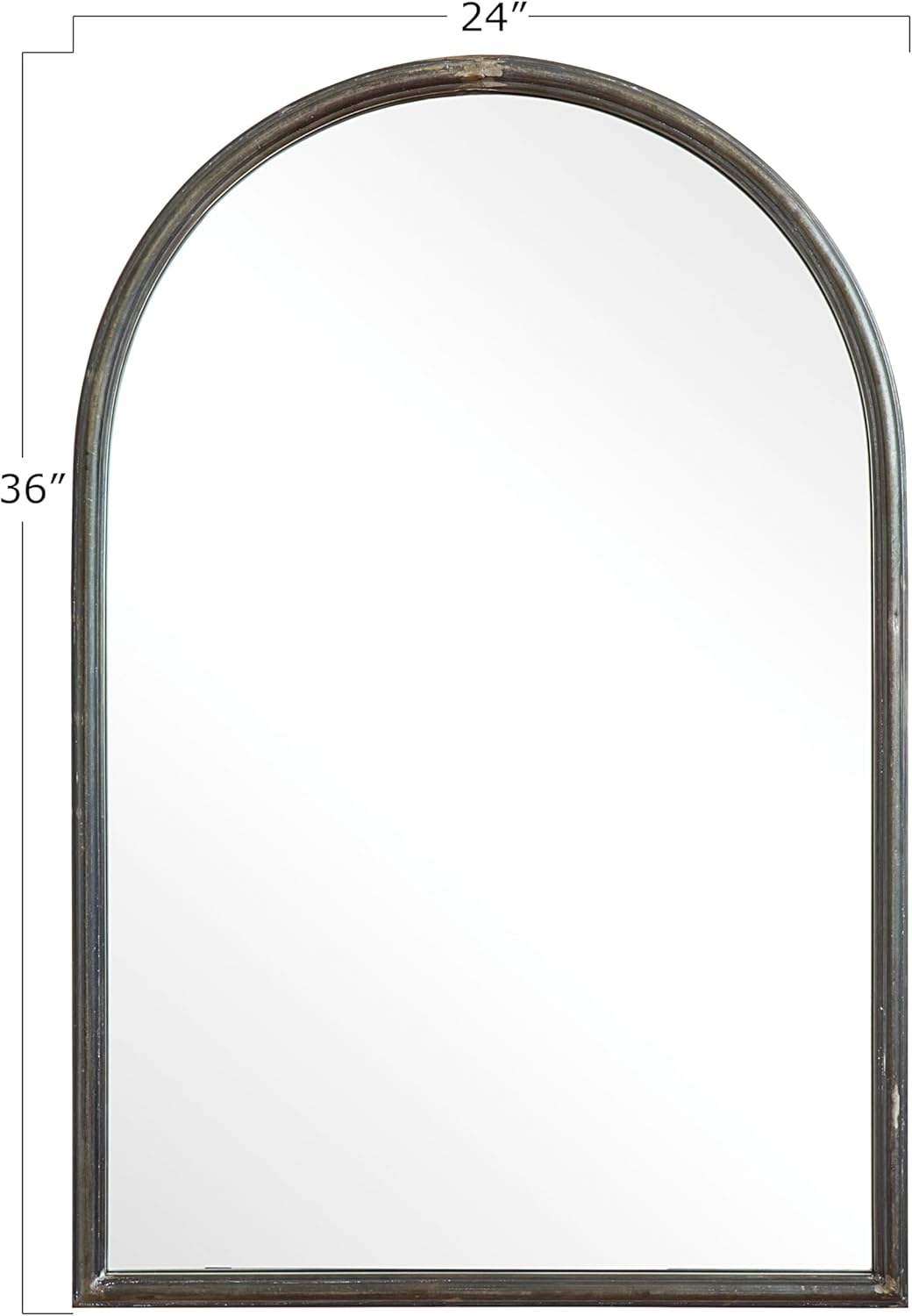 Creative Co-Op Arched Metal Framed Wall Mirror with Distressed Finish, Black