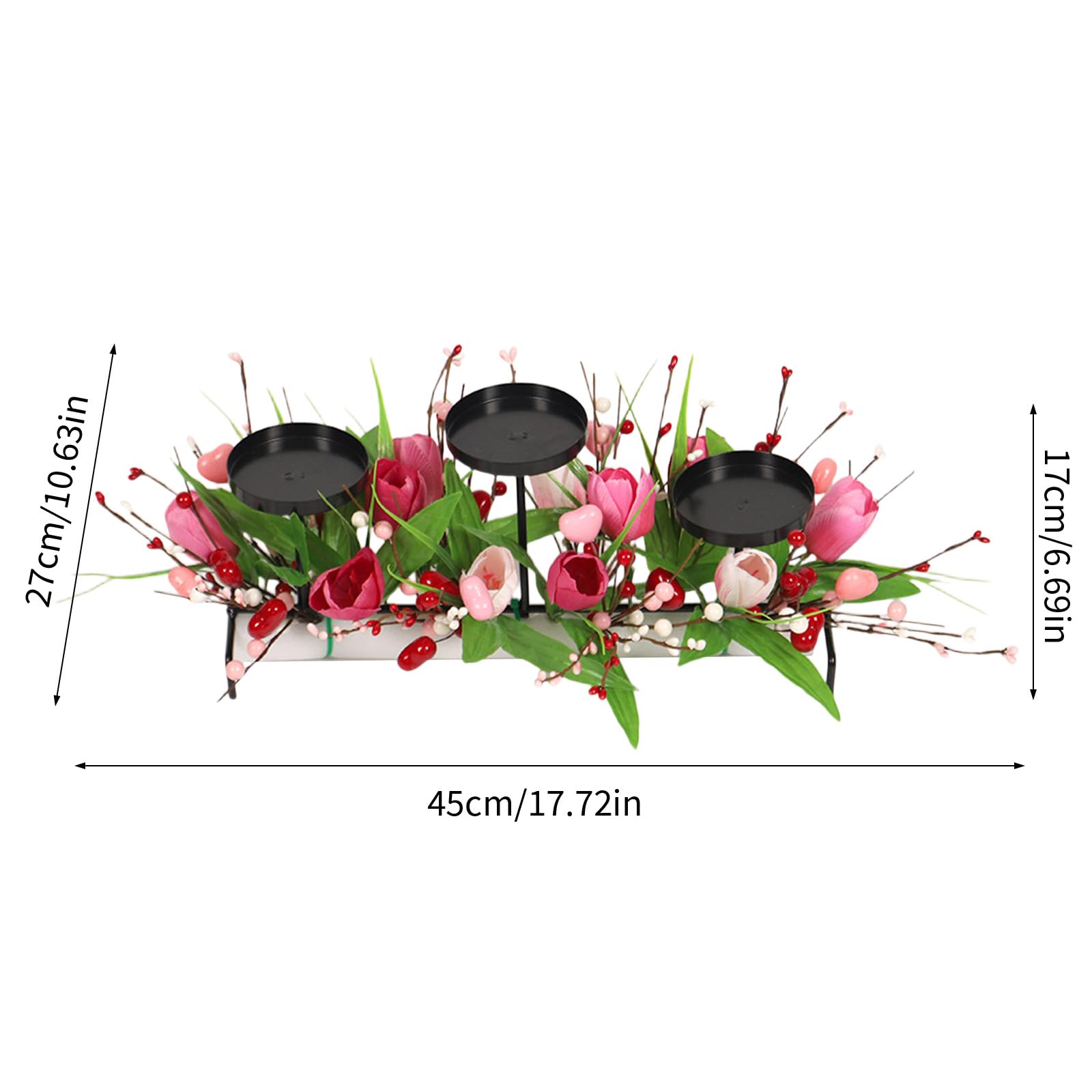 Iron Holer - Soporte decorativo para velas de flores artificiales para el día de San Valentín, bodas, centros de mesa, soporte decorativo para decoración del hogar