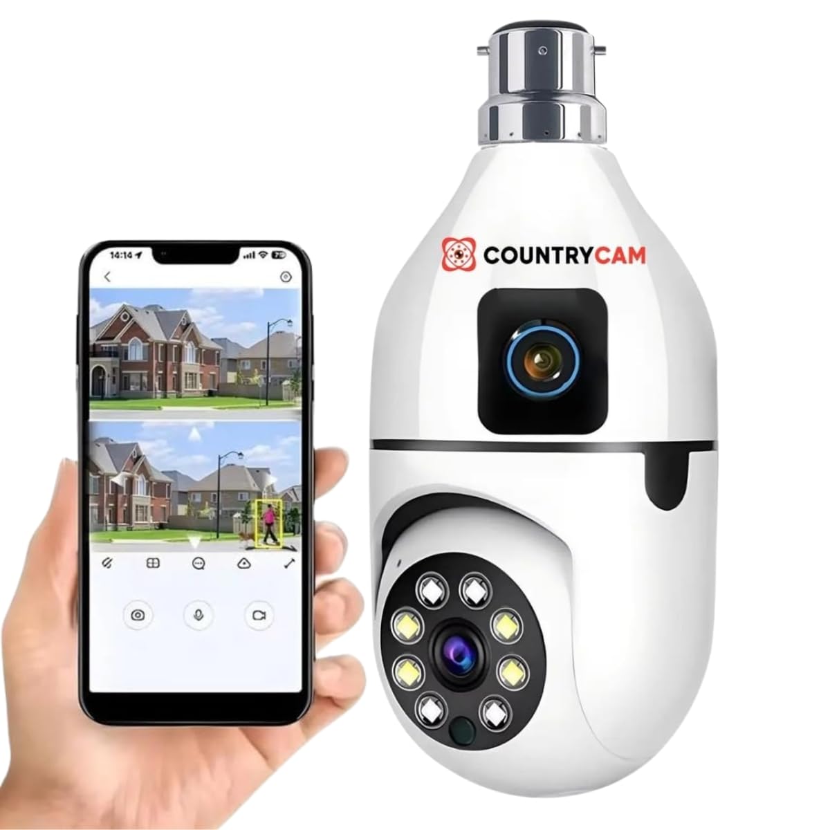 COUNTRYCAM 3MP Full HD Smart Wi-Fi CCTV Home Security Camera 360° with Pan Tilt Bulb Camera View & Talk 128GB SD Card Support (Not Included) Perfect for Home Office Monitoring (Bulb Camera Dual Lens)-image-47