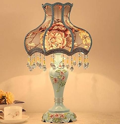 Miniatura 1 de Tiffany Estilo Dimmable Lámpara de mesa Victoriana Jeweled Lámpara de escritorio Floral Tela Art+Resina (azul)