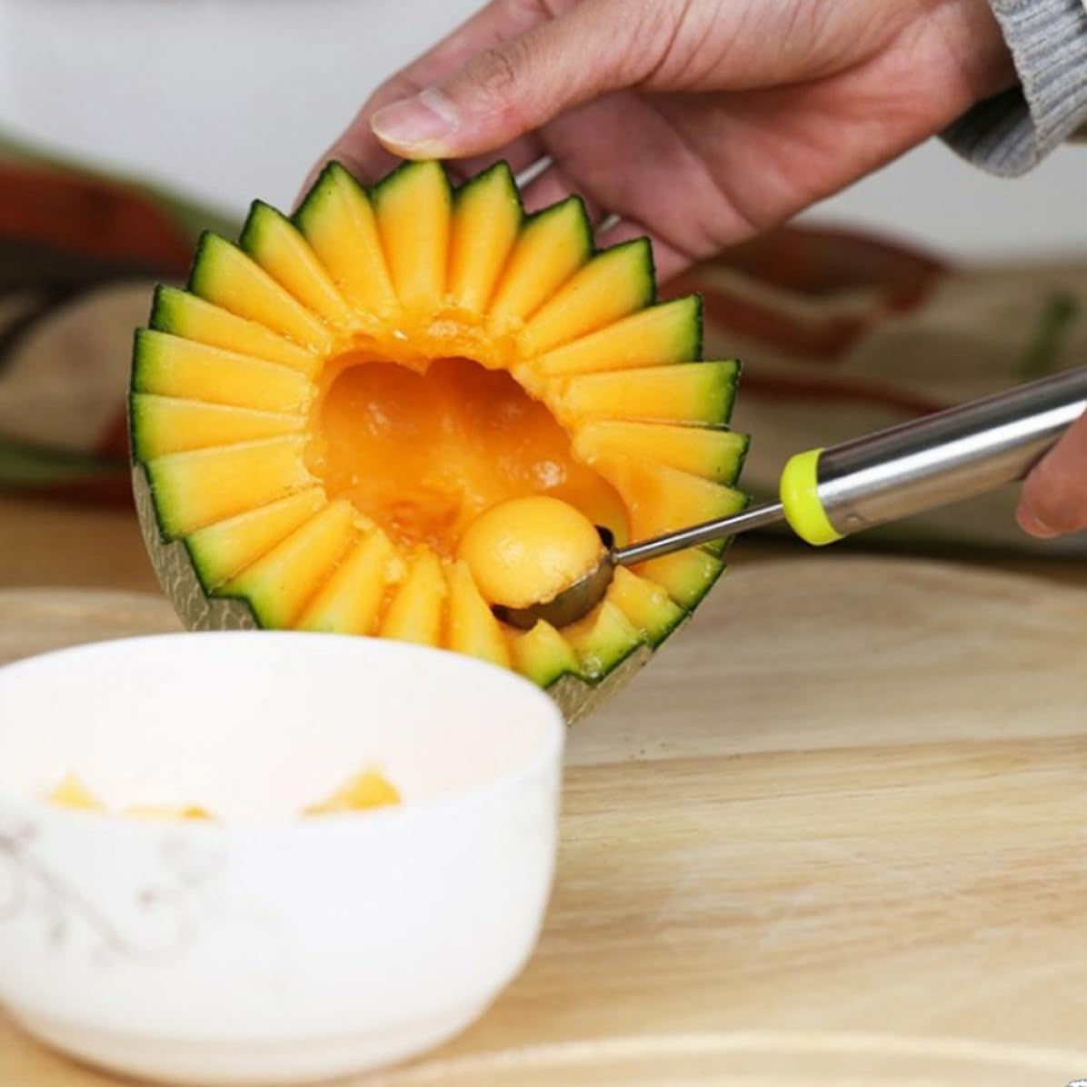 Melon Baller 4pcs Set Stainless Steel Plastic Xmas Fruit Scoop Spoon