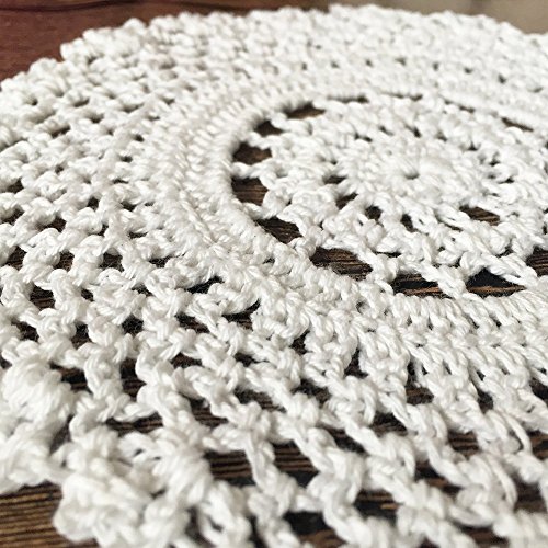 Elesa Miracle Handmade Round Crochet Cotton Lace Table Placemats Doilies Value Pack, 4Pc, Mix, Beige/White, 7 Inch (4Pc-7 Inch White) #TOP3