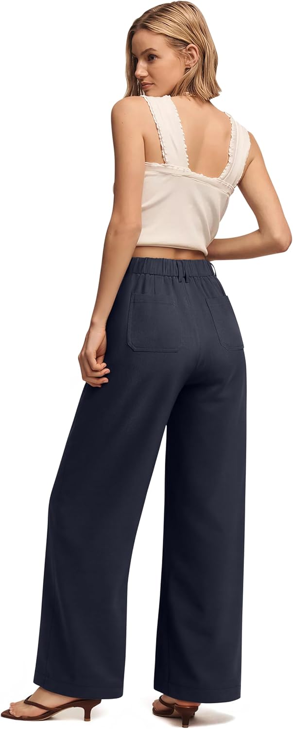 NIMIN Womens Wide Straight Leg Dress Pants High Wasited Work Trousers Comfort Business Casual Slacks Pants with Pockets