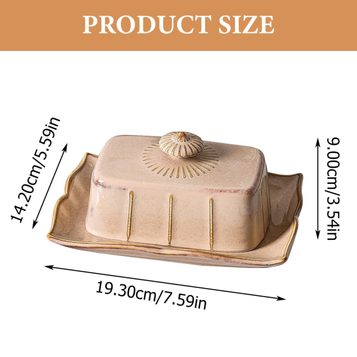 Healeved Plateau à Beurre Réduisant Odeurs Réfrigérateur avec Couvercle Khaki en Céramique Accessoire la Cuisine Polyvalent pour Hôtels et Restaurants