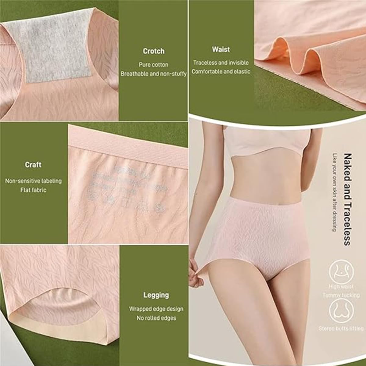 Ancoho bezszwowe majtki z wysokim stanem kontrola brzucha bezszwowe jedwabiste majtki, 10 sztuk - B, XXL, 10 sztuk - B, XXL