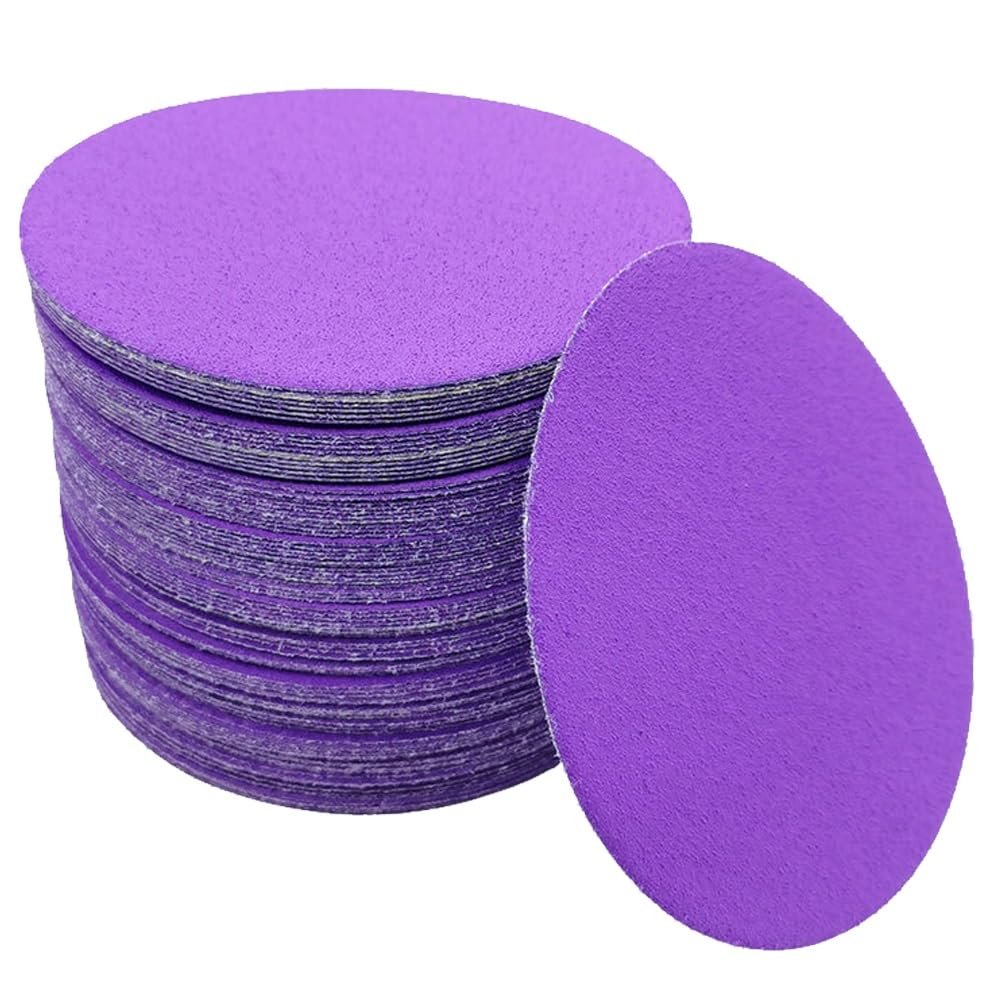 Blocchi abrasivi 100 Pezzi 5 Pollici 125 mm Dischi Rotondi Grana 80-600 Disco Carta vetrata bagnata e asciutta floccaggio Carta vetrata carburo di silicio (Dimensioni: 400grit)