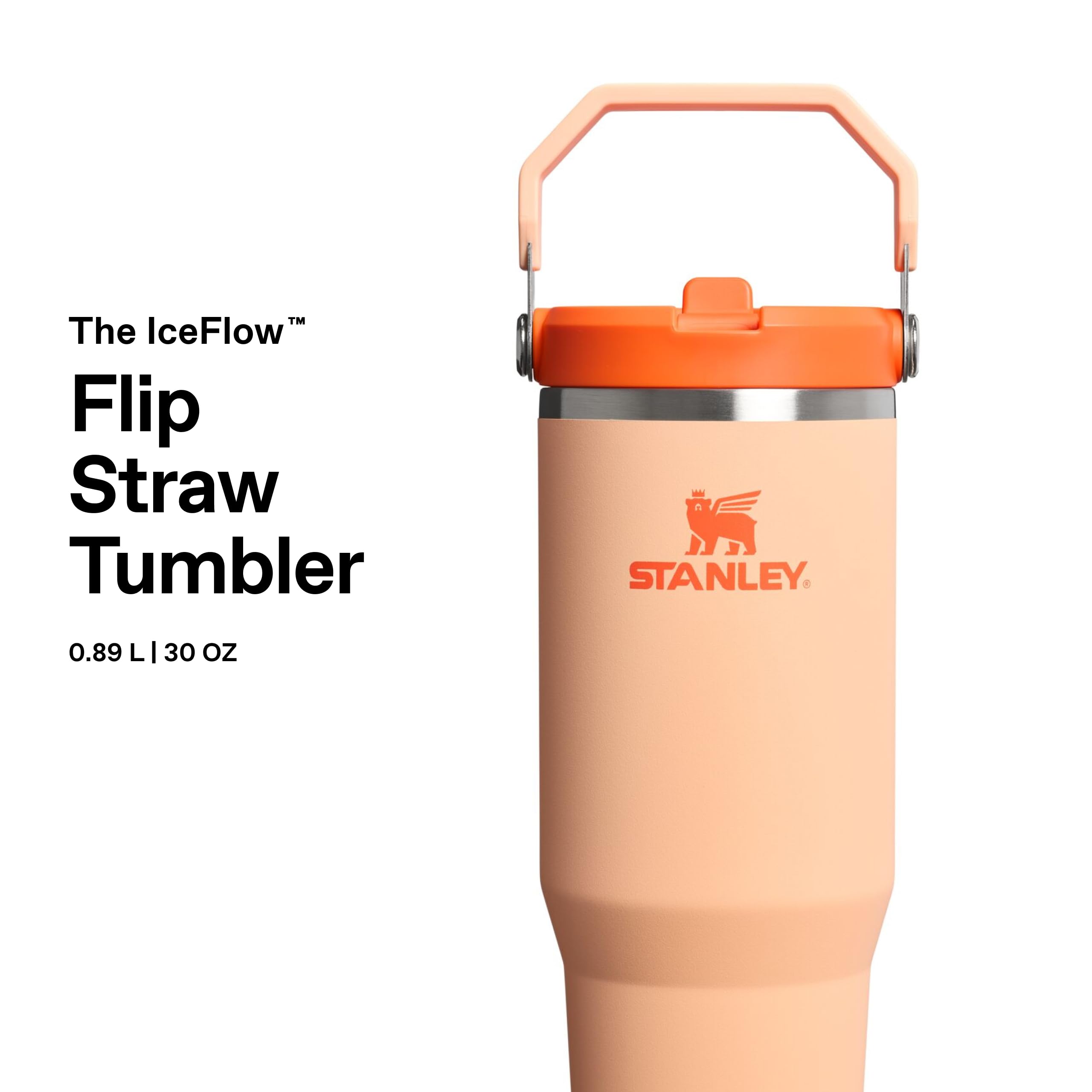 Stanley 1913 Flip Straw Tumbler 1.0 Borraccia Con Cannuccia 0.89L - Fredda Per 12 Ore - Borraccia Termica Senza BPA - Bottiglia Acqua Facile Da Trasportare - Lavabile In Lavastoviglie - Orange Sherbet