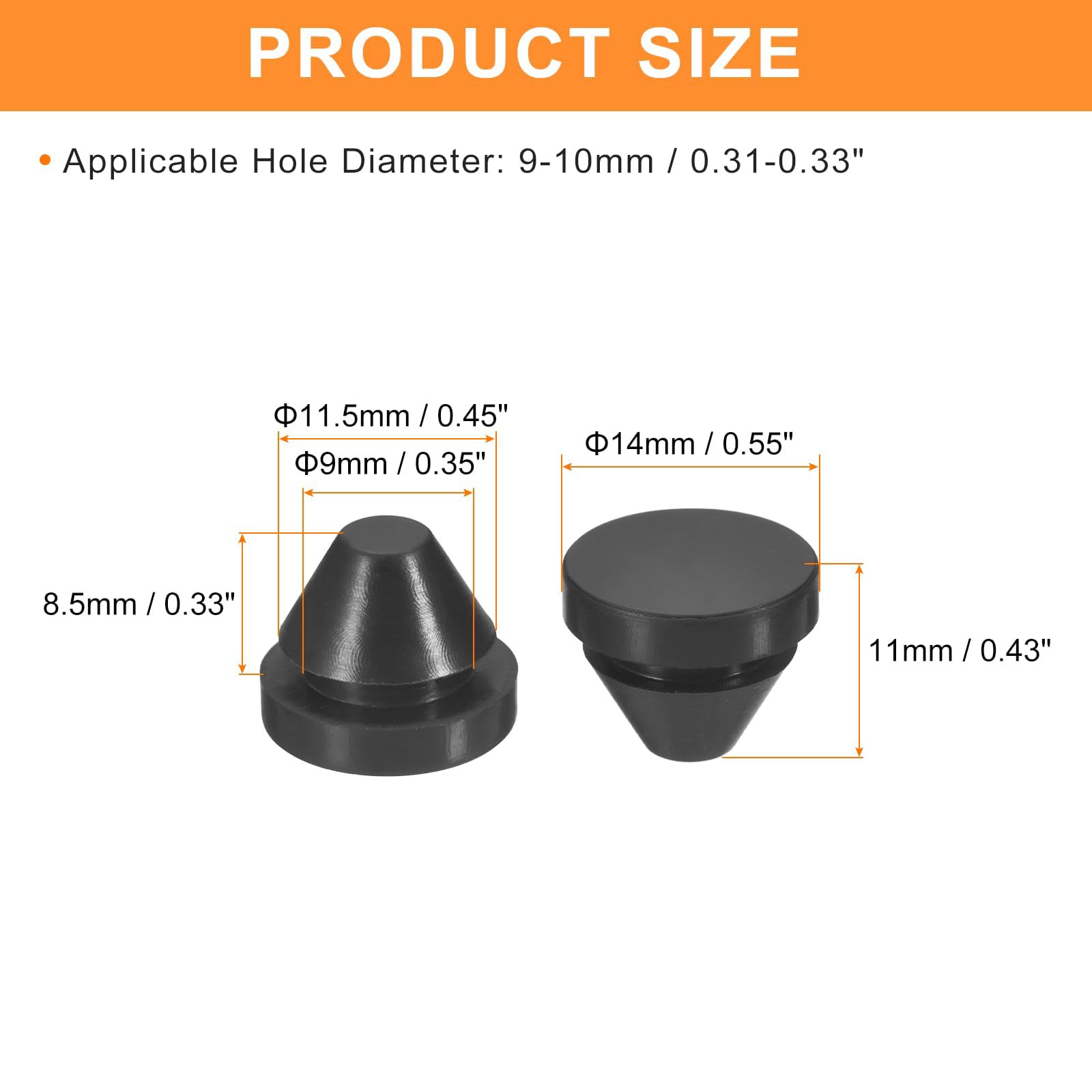 TA-VIGOR 25Pcs Silicone Snap in Locking Hole Plugs, Rubber Panel Seal Cover Flush Type Panel Round for 9-10mm Hole - Image 2