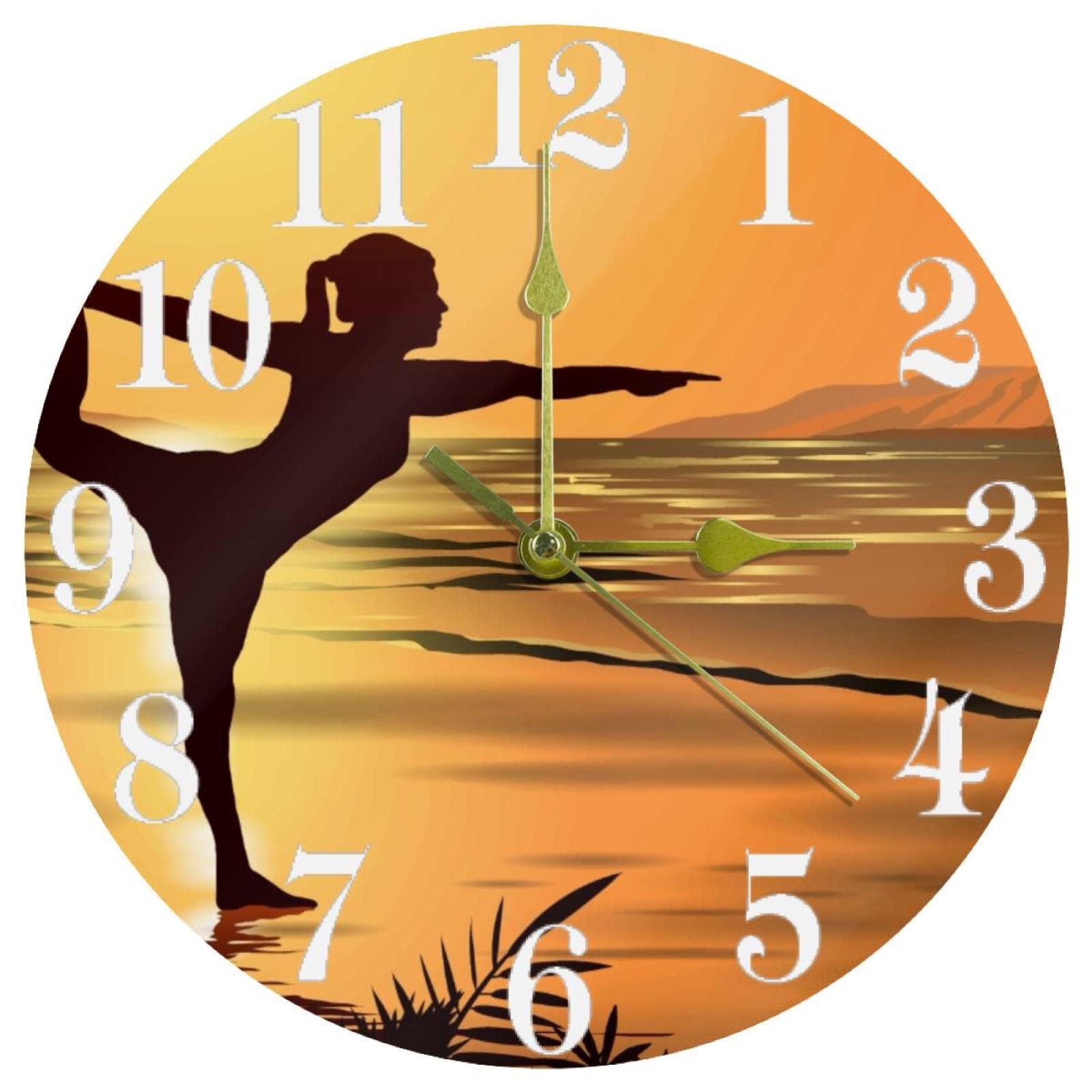Horloge murale à quartz silencieuse Yoga De La Playa sans tic-tac fonctionne à piles