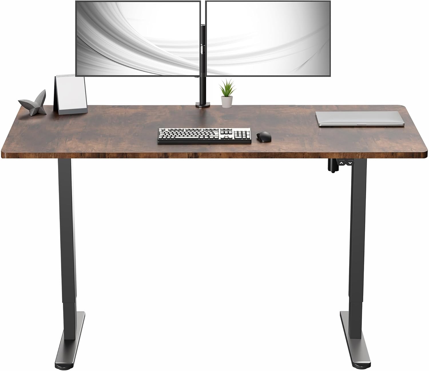 VIVO Electric 60 x 30 inch Stand Up Desk, Height Adjustable, Rustic Vintage Brown Top Black Frame, Home and Office Furniture Sets, DESK-KIT-0B6N 60 x 30 inch Vintage Brown Top / Black Frame - Image 1 of 9