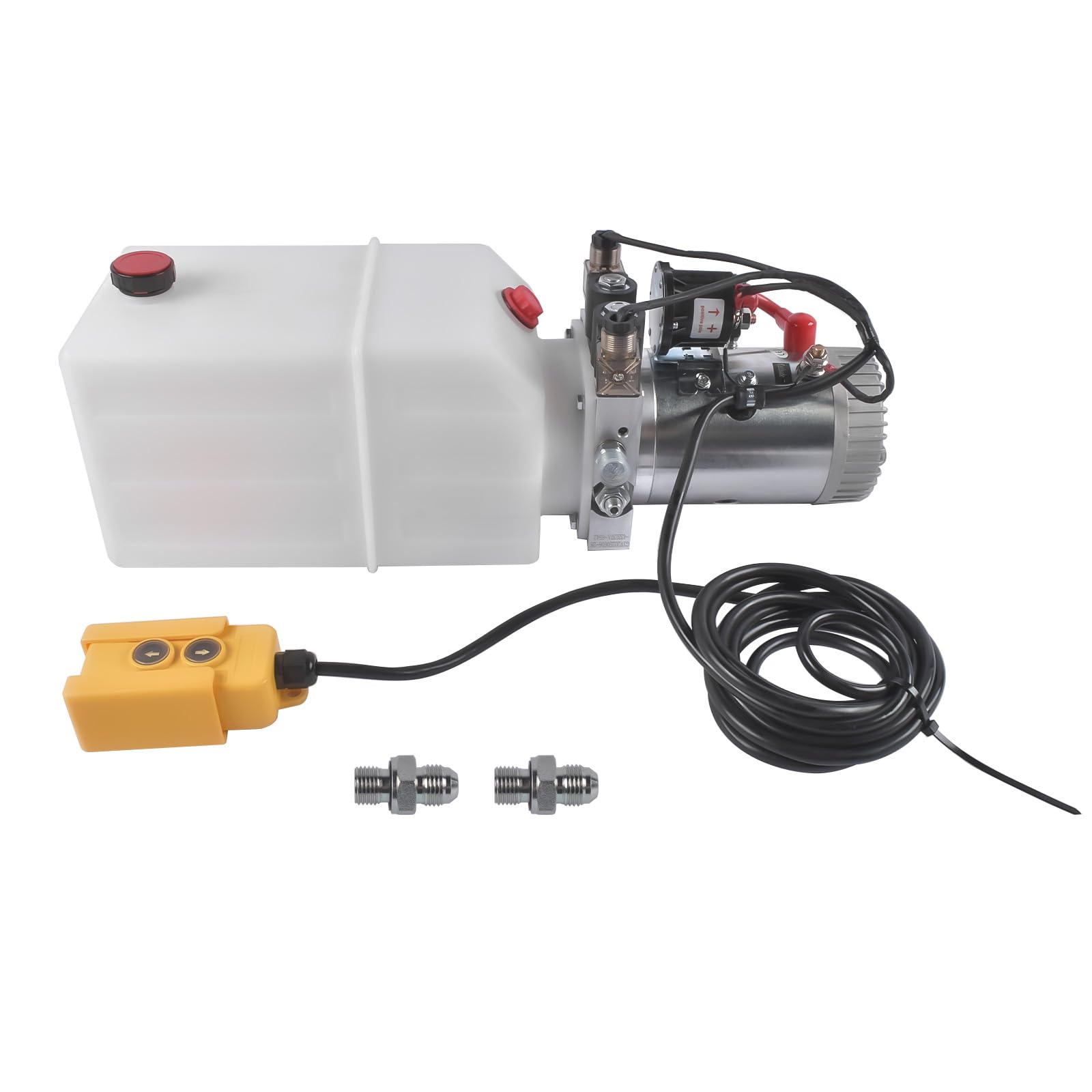 Centralina idraulica da 6 quarti Potenza 1.6KW, Pompa idraulica a doppio effetto 12V DC per sollevamento auto rimorchio con cassone ribaltabile, Unità di potenza pompa idraulica, Serbatoio di plastica
