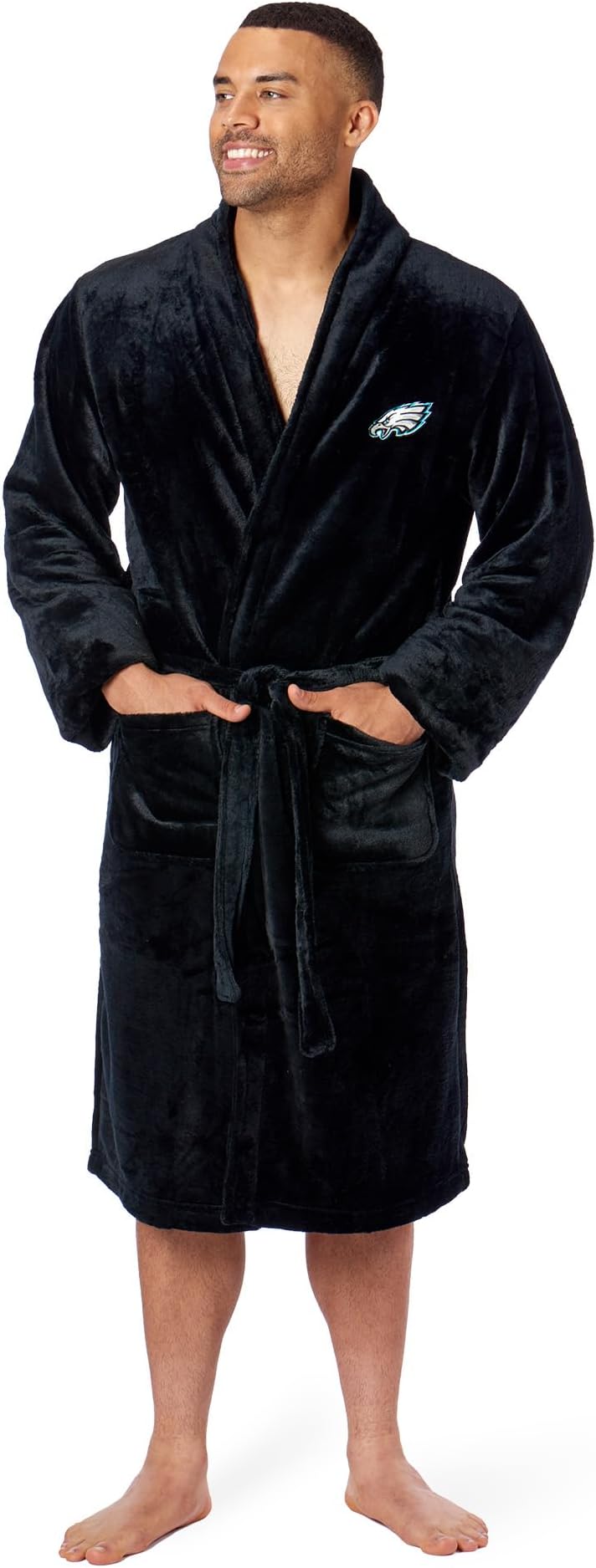 Northwest NFL Philadelphia Eagles Adult Unisex Silk Touch Bathrobe, Large/X-Large, Black, Officially Licensed Loungewear, Soft Plush Polyester